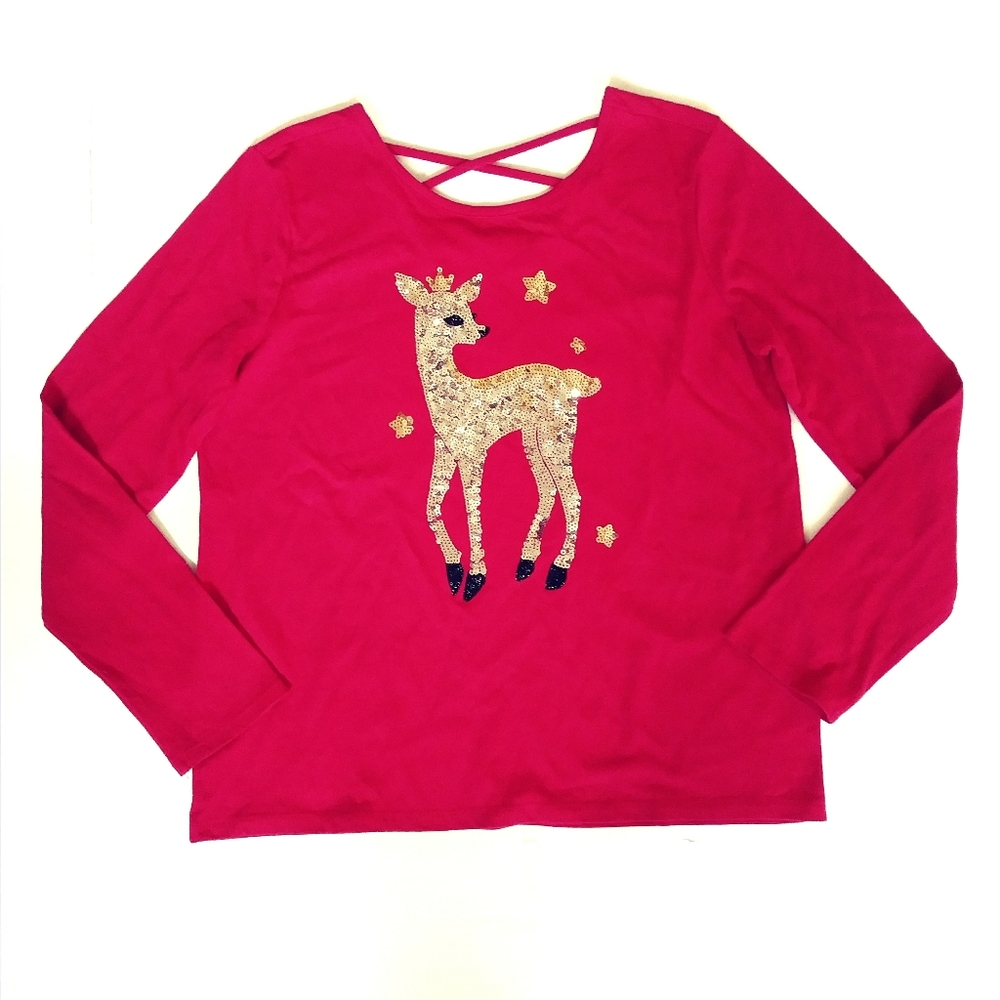 The Children's Place sequin reindeer top NWOT